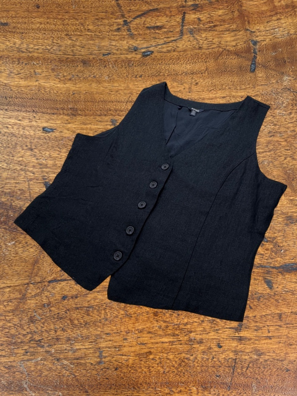 Buffalo David Bitton Black Linen Blend Button Up Tailored Vest Size M EUC